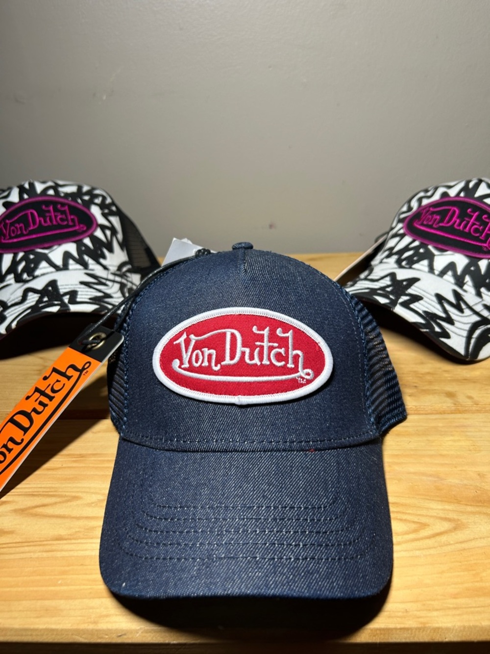 Von Dutch Denim Trucker Hat, a signature  channels early Y2K nostalgia. NWT